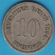 DEUTSCHES REICH 10 PFENNIG 1894 E  	KM# 12 Wilhelm II  RR - 10 Pfennig