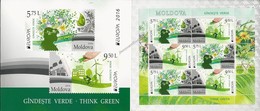 MOLDAVIA/ MOLDOVA/ MOLDAWIEN -  EUROPA 2016 -" ECOLOGIA - EL PENSAMIENTO VERDE - THINK GREEN".- CARNET Con HOJITA BLOQUE - 2016