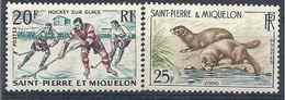 1959 SAINT PIERRE MIQUELON 360-61** Hockey, Visons - Unused Stamps