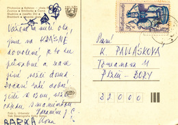 L1932 - Czechoslovakia (1979) Lucany Nad Nisou (postcard: Jizerske Mountains) Stamp: Folk Art (shifting Perforation) - Errors, Freaks & Oddities (EFO)