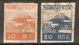 JAPON   -   1945 .  Y&T N° 346 / 347 Oblitérés  .  Mont Fuji. - Usados