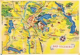 Bad Segeberg Map Postcard 50s - Bad Segeberg