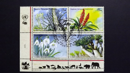 UNO-Genf 681/4 Oo/ESST, Gefährdete Arten: Boojum, Tintenfisch-Aloe, Krasnov-Schneeglöckchen, Kanarischer Drachenbaum - Used Stamps