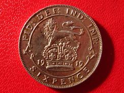 Royaume-Uni - UK - Six Pence 1919 3743 - H. 6 Pence