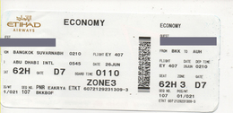 Alt970 Carta Imbarco Boarding Pass Flight Ticket Volo Airline Biglietto Aereo Alitalia Etihad Airways Milan Abu Dhabi - Europe