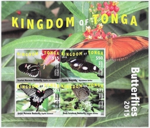 Tonga 2015, Butterfly I And II, 4val In BF - Tonga (1970-...)