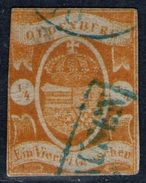 Doppelentwertung Auf 1/4 Groschen Orange - Oldenburg Nr. 9 - Signiert - Oldenbourg