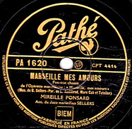 78 T. - 25 Cm - état  B - MIREILLE PONSARD - MIREILLE MES AMOURS - CA FAIT BOUM - 78 T - Disques Pour Gramophone