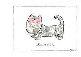 Cpm - Illustration Signé SINE - Chat Terton Chaterton Bandage - Jeu De Mot - 1980 - Sine