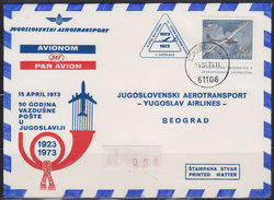 Yugoslavia 1973 Airmail Shipping In Yugoslavia - 50th Anniversary (Ljubljana Postmark), Commemorative Airmail Cover - Luftpost