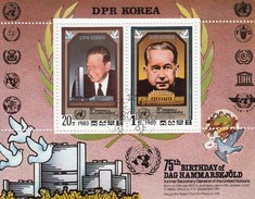 Corea Del Nord 1980 - Foglietto Used    75^ Birthday Of Dag Hammarskjold - Dag Hammarskjöld