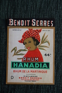 Etiquette " RHUM HANADIA " - Rhum De La Martinique, Benoit SERRES à TOULOUSE. - Rum