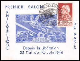 3893 - France - Lettre Complète - N° 748 Fournier Premier Salon Philatélique-Libération Paris 25/5/1946 - 1921-1960: Période Moderne