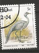 Ciskei (South Africa) - Used - Blue Crane ( Grus Paradisea ) - Gru & Uccelli Trampolieri