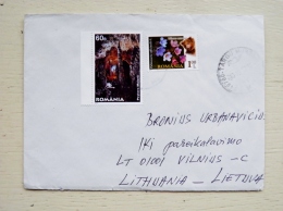 Cover Sent From Romania To Lithuania On 2012 Cave Flowers Bear Ursus - Lettres & Documents