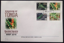 Tonga 2016, WWF, Iguanas, 4val In FDC - Tonga (1970-...)