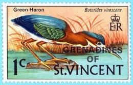 St Vincent Grenadines. 1970 (**) Mi 259. Birds. Green Heron. Garza Verde. Definitives. Serie Basica - St.Vincent (...-1979)