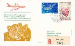 Liechtenstein Swissair First Flight Zurich - Geneve -  Nairobi 4-4-1968 - Covers & Documents