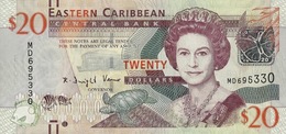 EAST CARIBBEAN STATES 20 DOLLARS ND (2012) P-53 UNC WITH MARKS FOR THE BLIND [ECS237a] - Caraibi Orientale