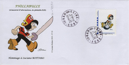FRANCE 2010 Lettre Hommage L. BOTTARO Dessinateur PEPITO + Timbre Personnalisé 02 Bédé Strip Fumetti - Bandes Dessinées