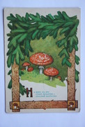 OLD USSR Postcard  - "Amanita" By Dudnikoff -   Champignon  - Mushroom - Old Russian Puzzle 1956 - Champignons