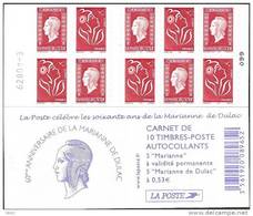 CARNET 1513, Mixte "soixante Ans De La Marianne De Dulac" Nappe 3. Parfait état Bas Prix. - Modernes : 1959-...