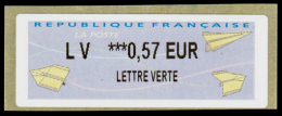 ATM-005- Vignette De Distributeur, Avions En Papier Plié, 3 Tarifs Postal Différents: LV 0.57, LP0.60, IP 0.77 - 2000 « Avions En Papier »