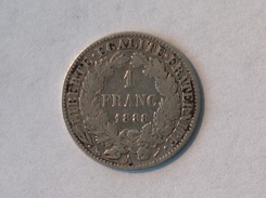 FRANCE 1 Franc 1888 A  - Silver, Argent - H. 1 Franc