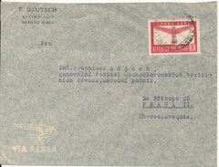 Argentina Air Mail Cover Sent To Czechoslovakia 1948 Single Franked - Poste Aérienne