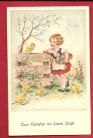 FJL-11  Osterfest, Pâques, Fillette Et Poussin. Cachet Basel 1942 - Ostern