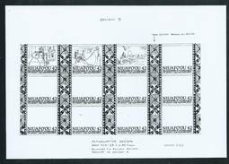 Tonga Niuafo´ou 1992 King Coronation Anniversary Black & White Essay For Proposed Design In Sheet Format - Tonga (1970-...)