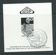 Tonga Niuafo'ou 1990 Moon Landing Anniversary 57s Printers Presentation Card / Proof , No Value , Washington 1989 Cancel - Tonga (1970-...)