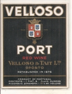 étiquette   - Années 30/60 -VELLOSO PORTO  Portugal - Vino Rosso