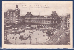 = Bruxelles Gare Du Nord Et Place Rogier 2 Timbres Oblitérés 2.1.1946 - Schienenverkehr - Bahnhöfe