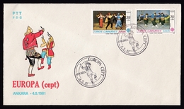 Turkey: FDC First Day Cover, 1981, 2 Stamps, Europa, CEPT, Dancing, Traditional Dance (traces Of Use) - Cartas & Documentos