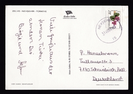 Turkey: Picture Postcard To Germany, 1986, 1 Stamp, Flower, Card: Rocks Zelve Nevsehir (minor Crease) - Lettres & Documents