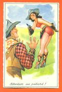 CPA Illustrateur " Attention Au Pétard ! " Pin-up - Fessier - Cow Boy - Cow Girl - FJC 18 - Pin-Ups
