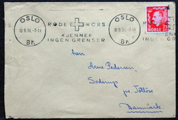 Norway1951   Letter To Denmark Oslo 10-9-1951  Røde Kors Kjenner Ingen Grenser   ( Lot 118 ) - Lettres & Documents