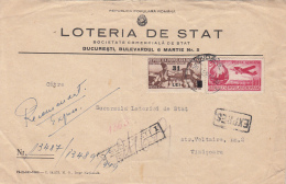 PLANE, COAT OF ARMS, ROMANIAN-BULGARIAN FRIENDSHIP, OVERPRINT STAMPS ON REGISTERED COVER, 1949, ROMANIA - Lettres & Documents