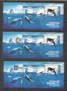 AUSTRALIAN ANTARCTTIC TERRITORY WHALES AND DOLPHINS BALLENAS DELFINES TRES HOJITAS UAN CON SOBRECARGA SINGAPORE 95 Y OTR - Antarctic Wildlife