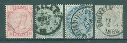BELGIE - OBP Nr 38/41 - Leopold II - Gestempeld/oblitéré (nr 40: Ronde Hoek/coin Arrondi) - Cote 95,00 € - 1883 Léopold II