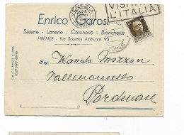 Francobollo 30 Centesimi 1938 Su Biglietto Enrico Garosi Firenze - Poststempel
