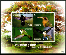 DOMINICA 2007** - Uccelli / Birds - "Colibri' - Hummingbirds Of The Caribbean" - Block Di 4 Val. MNH Come Da Scansione - Kolibries