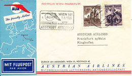 Austria First AUA Flight Cover Wien - Frankfurt 5-5-1958 - Primeros Vuelos