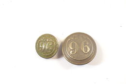 Lot De 2 Boutons Second Empire 96è Régiment D'infanterie De Ligne - Buttons