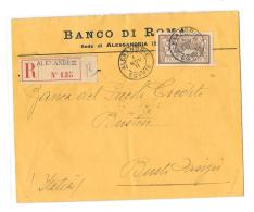 B.F.E.  « ALEXANDRIE » (Egypte)LRE 1er Ech. - Tarif UPU « ITALIE » à 50c.  (1.5.1910/31.3.1921) - Brieven En Documenten