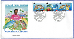 Nelle Calédonie  N° 1061 à 1063 Se Tenant S/ Env. 1er Jour - Le Marché Aux Poissons - - Unused Stamps