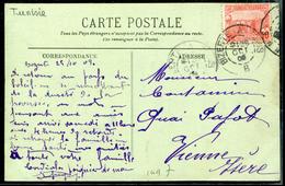 TUNISIE - N° 32 / CPA DE BIZERTE POUR VIENNE , CACHET FERROVIAIRE " BIZERTE À TUNIS / B / LE 26/10/1909 " - TB - Briefe U. Dokumente