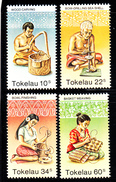 Tokelau MNH Scott #81-#84 Set Of 4 1982 Crafts: Wood Carving, Bow-drilling Shells, Bowls, Baskets - Tokelau