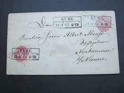 1864 , BURG  Bei Magdeburg , Klarer Stempel Auf Ganzsache Mit Zusatzfrankatur - Postal  Stationery